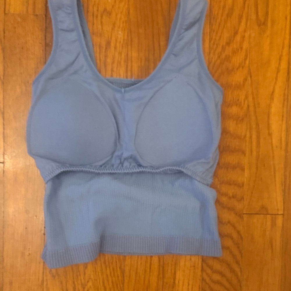 Source Unknown Light Blue Ribbed V-Neck Tank - image 4